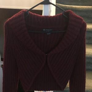 INC. burgundy cropped shrug